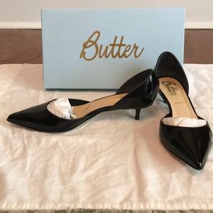 Butter Kitten Heels 7.5 Black Patent